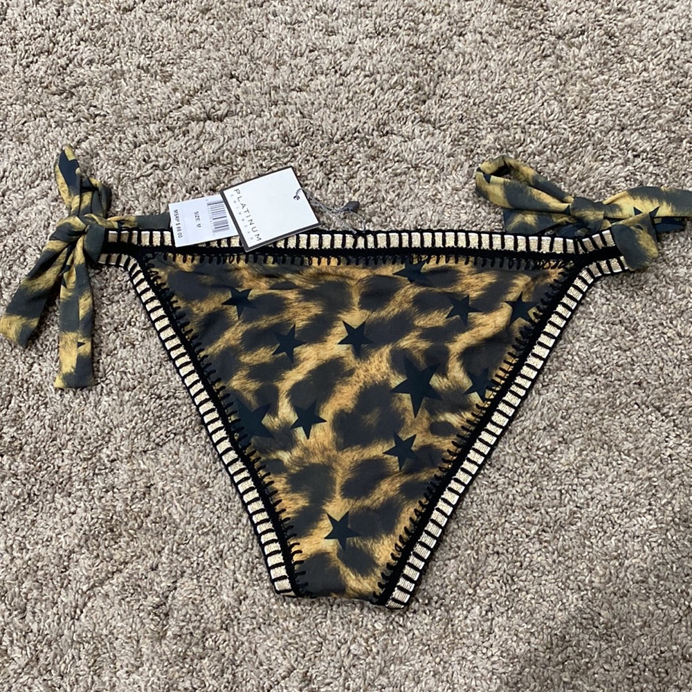 PQ Swim Platinum Swimwear Black with Gold jungle Crochet Trim Bikini Set - Picture 6 of 6